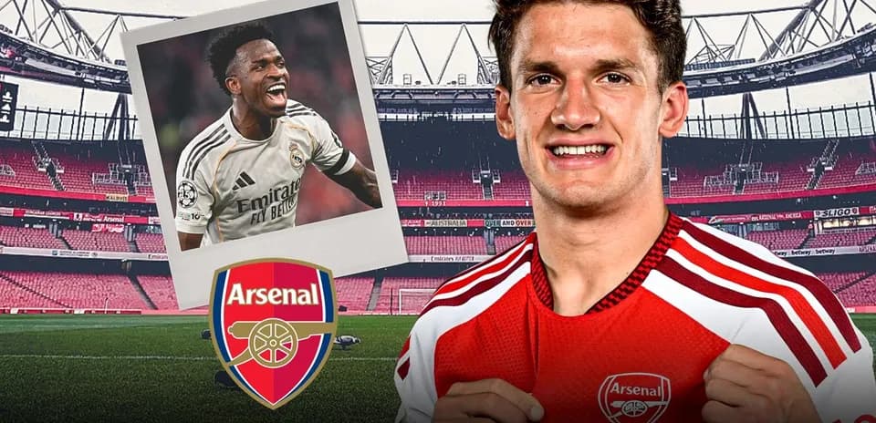 Two players with Arsenal branding and stadium background