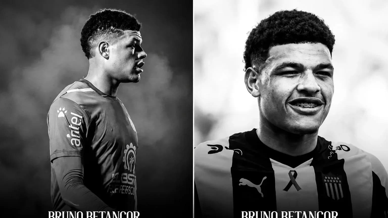Bruno Betancor in two contrasting football poses