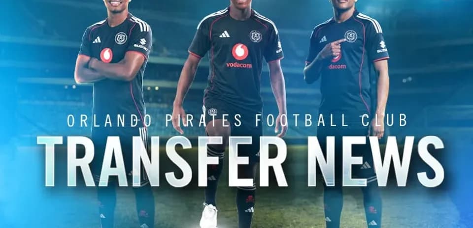 Three Orlando Pirates players in black kits for transfer news