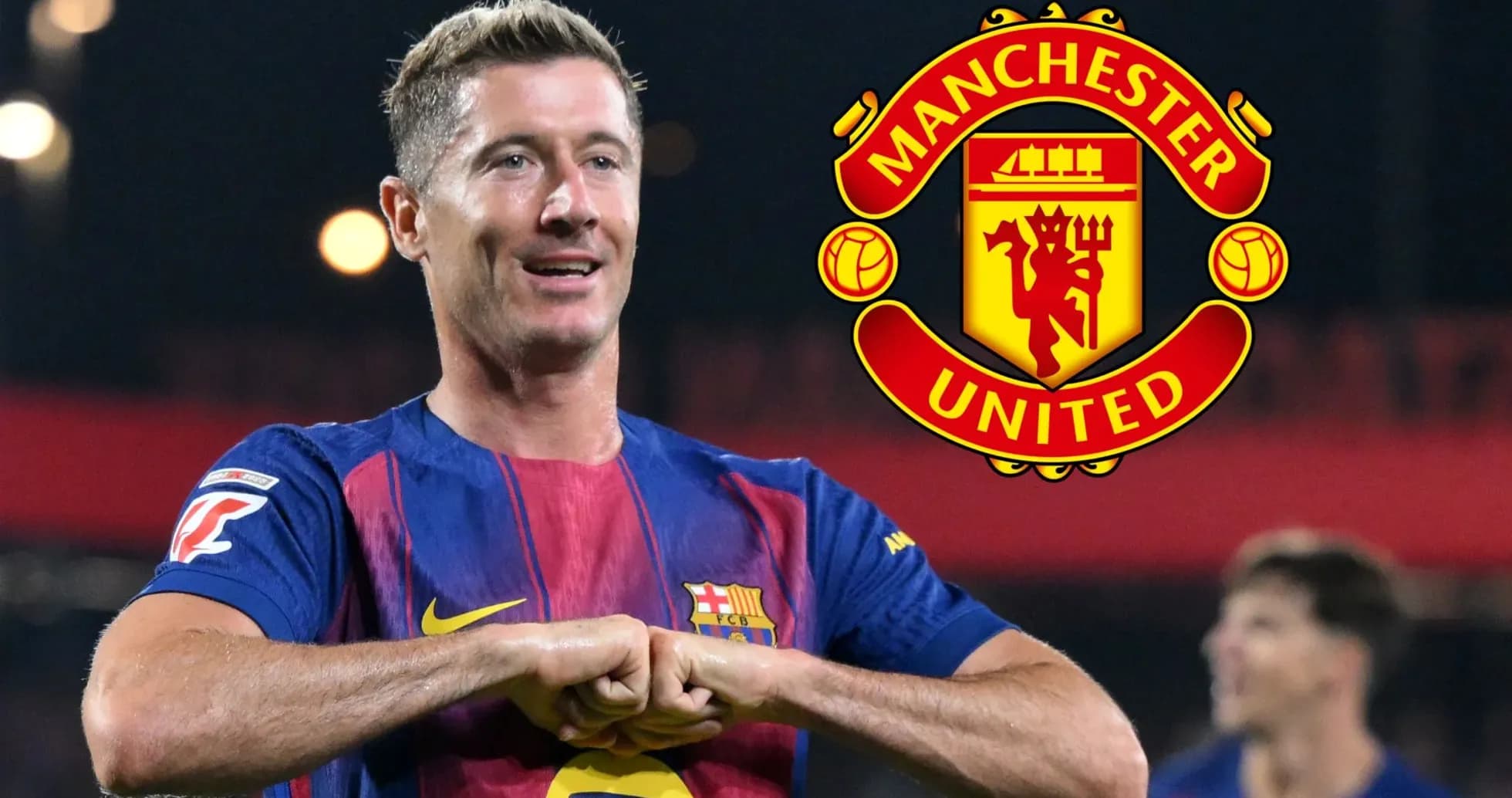Player celebrating in FC Barcelona kit with logo