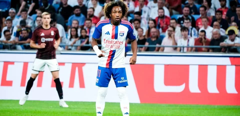 Player in Lyon kit during match on the field