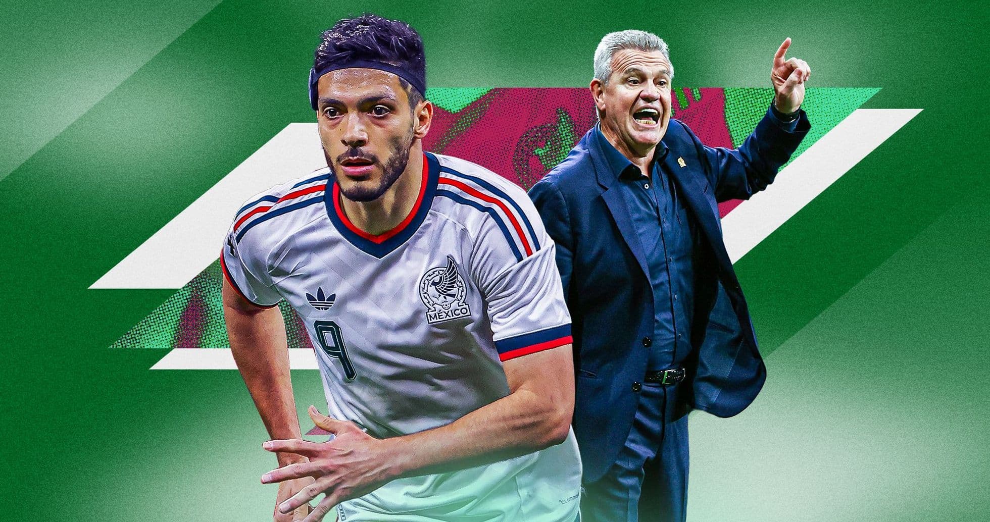 Mexican player in jersey and coach directing play