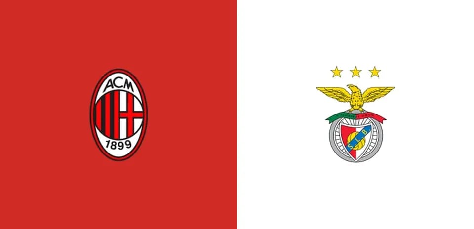 AC Milan and Benfica club logos side by side