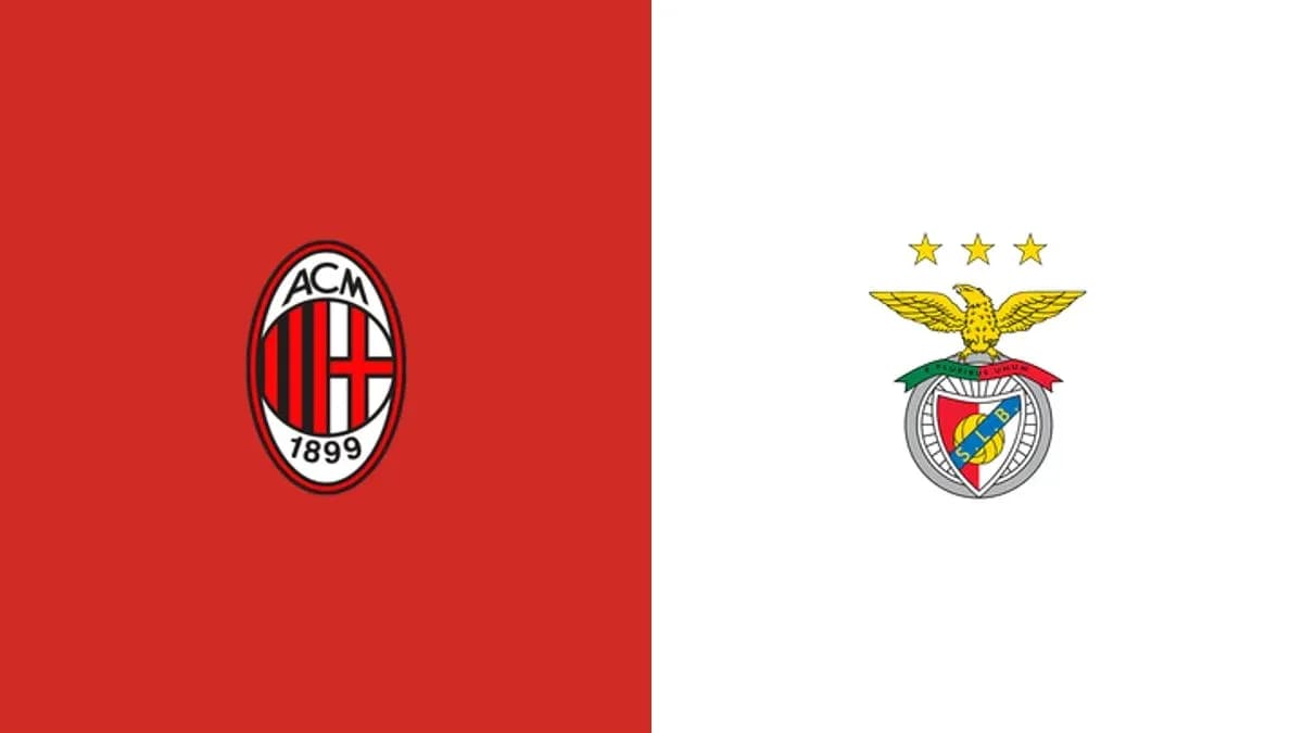AC Milan and Benfica club logos side by side