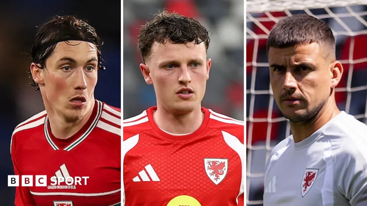 Three Welsh football players posing for a photo