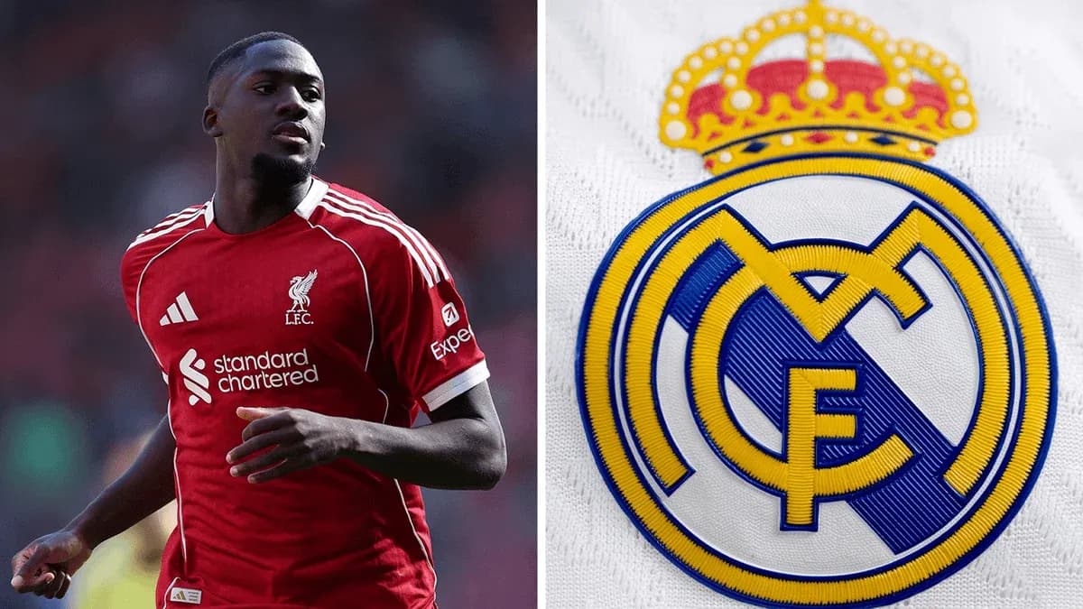 Player in Liverpool kit alongside Real Madrid logo