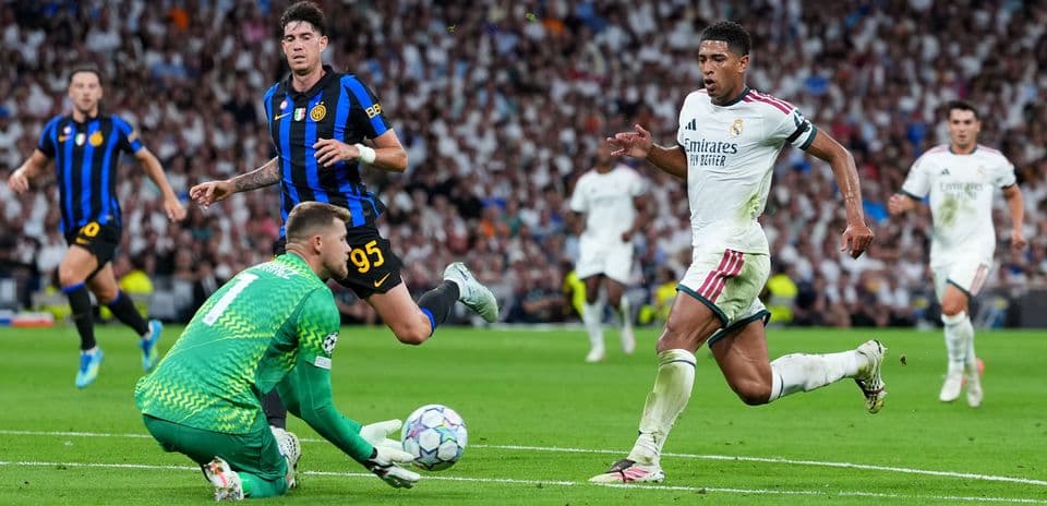 Goalkeeper saving the ball during match action