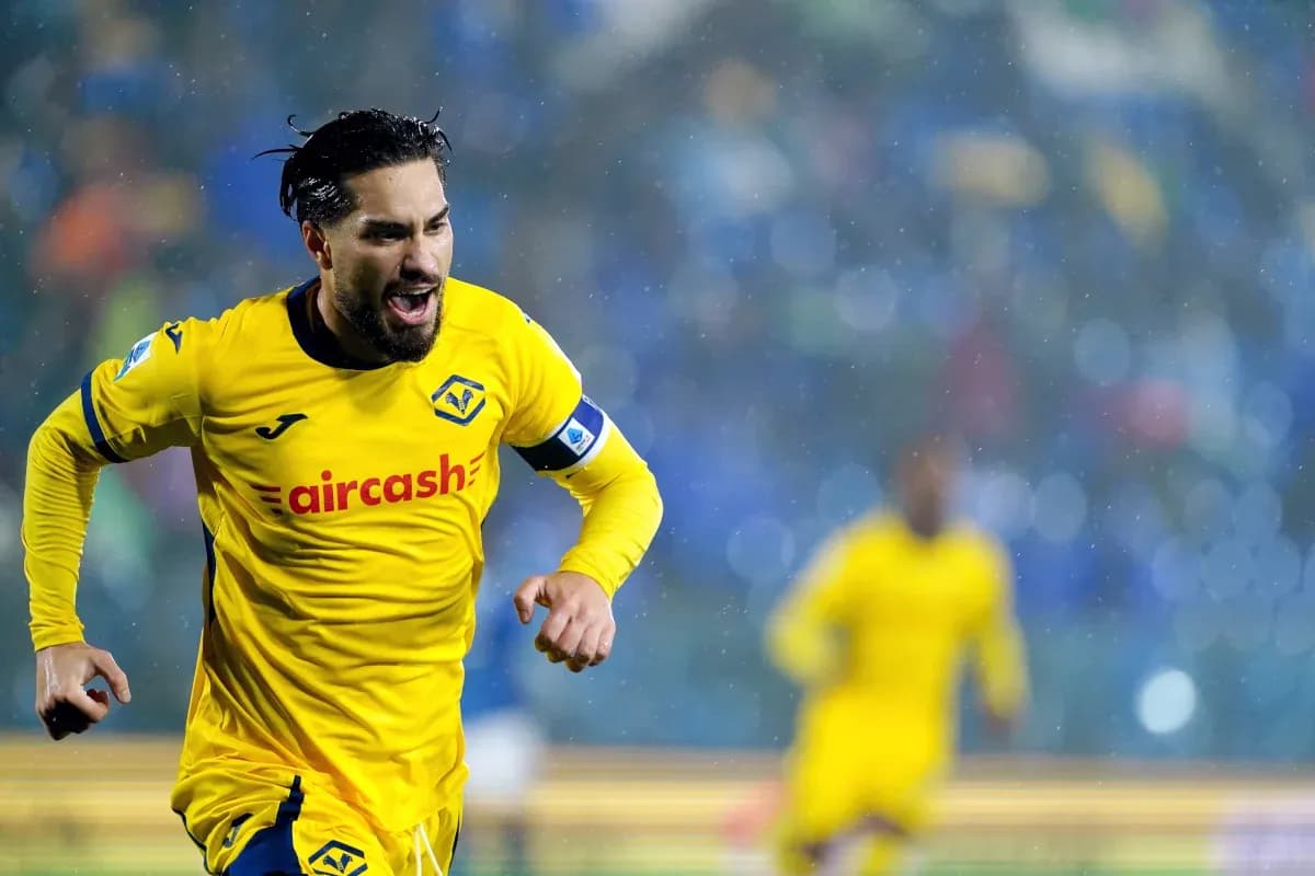 Player celebrating goal during Hellas Verona match