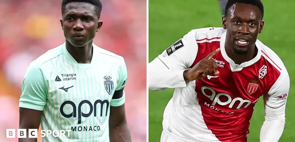 Two AS Monaco players in team jerseys