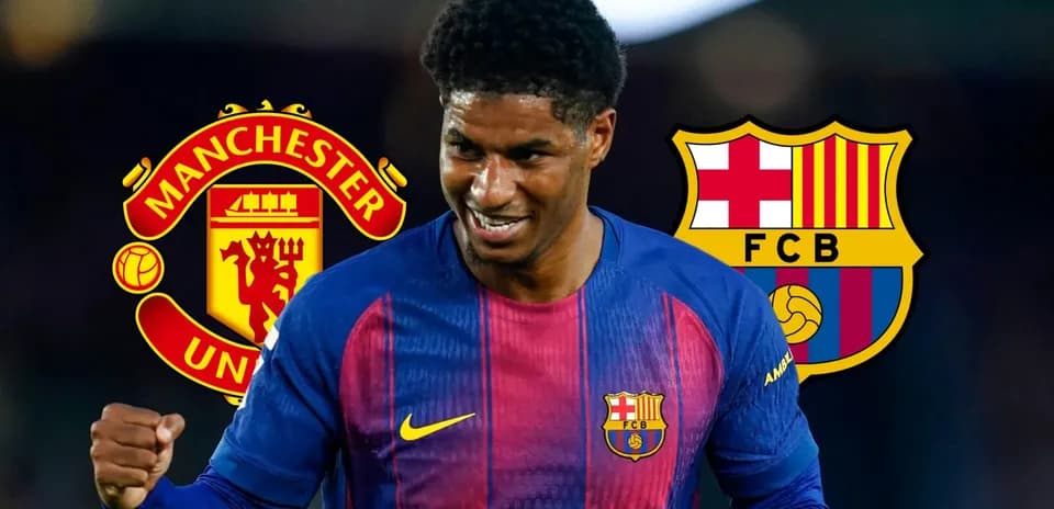 Player celebrating in Barcelona jersey with logos