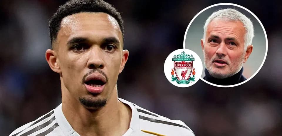 Trent Alexander-Arnold with Liverpool logo and José Mourinho