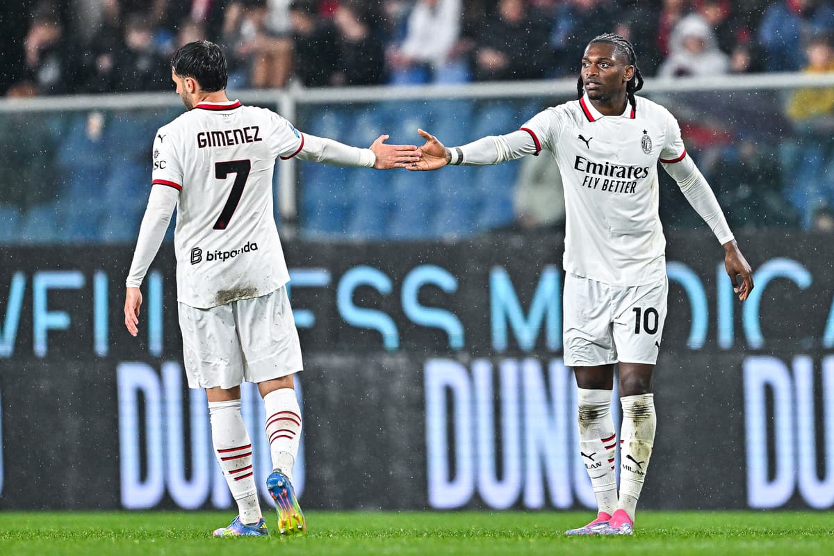 Genoa vs AC Milan player handshake during match