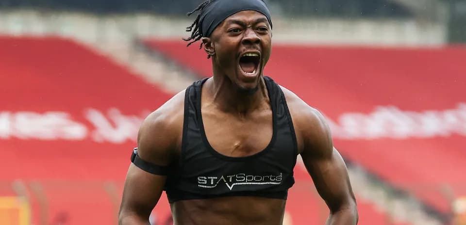 Athlete celebrating on the field during training