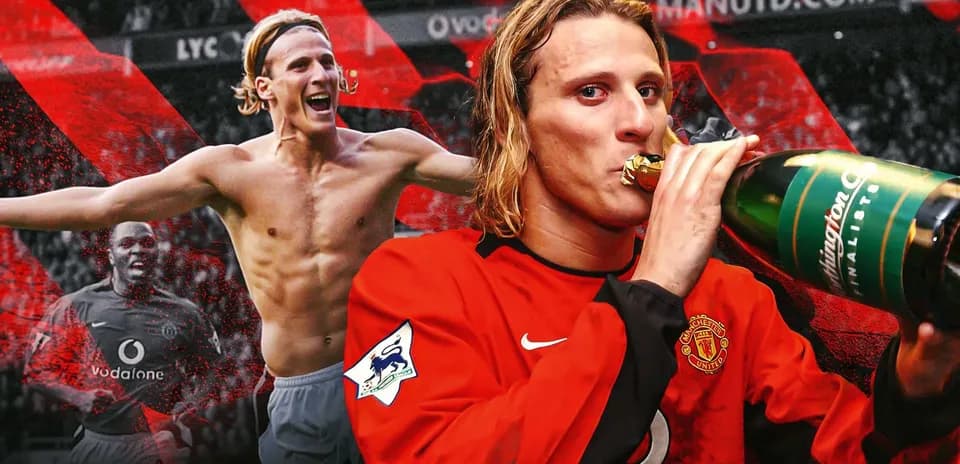 Football player celebrating with champagne after match
