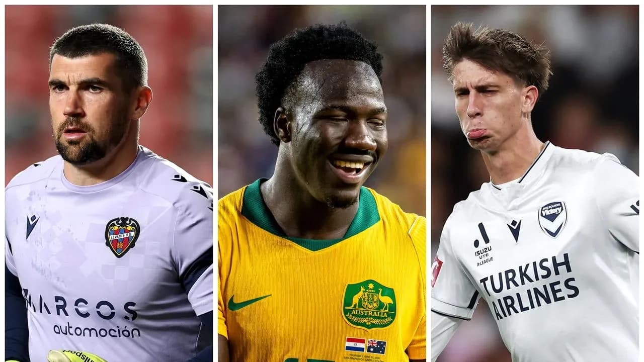 Three soccer players in various team kits