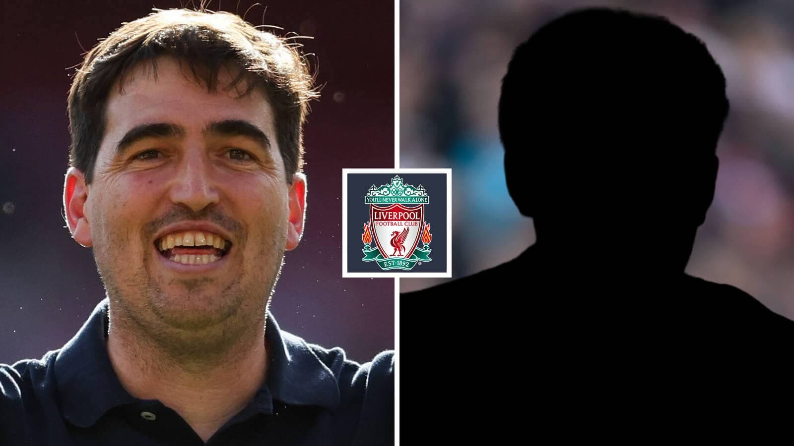 Smiling coach with Liverpool logo and silhouette