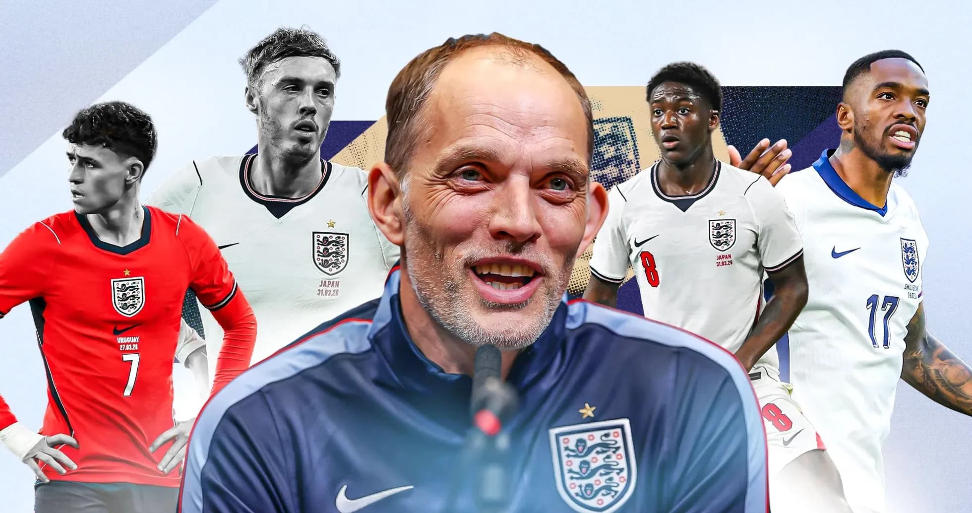 England football team players and manager in graphic