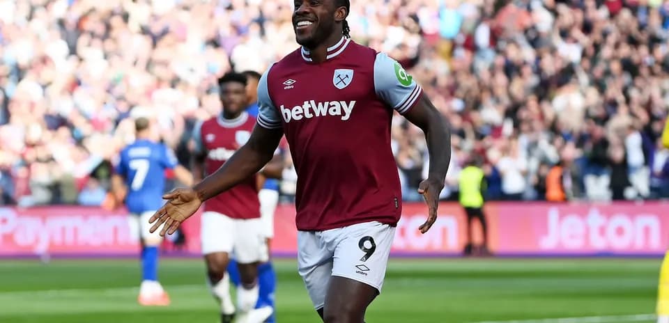 Player celebrating a goal in West Ham match