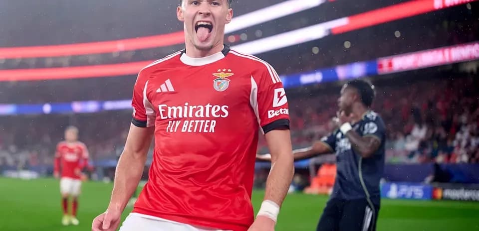 Benfica player celebrating during match in stadium