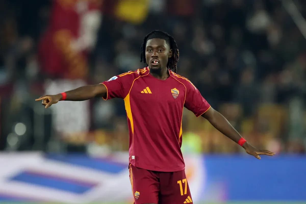 Player gesturing during a match for AS Roma