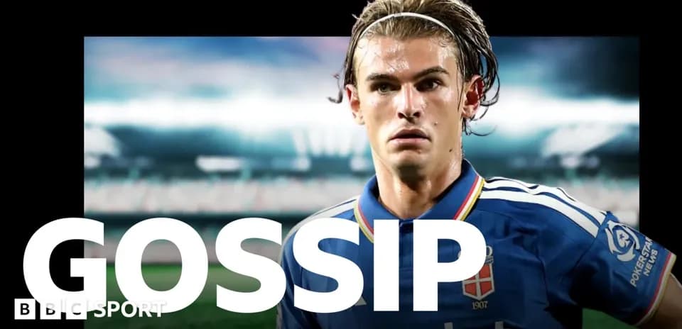 Player in blue jersey on stadium background with text