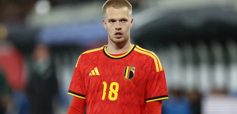 Player in red Belgium jersey before match