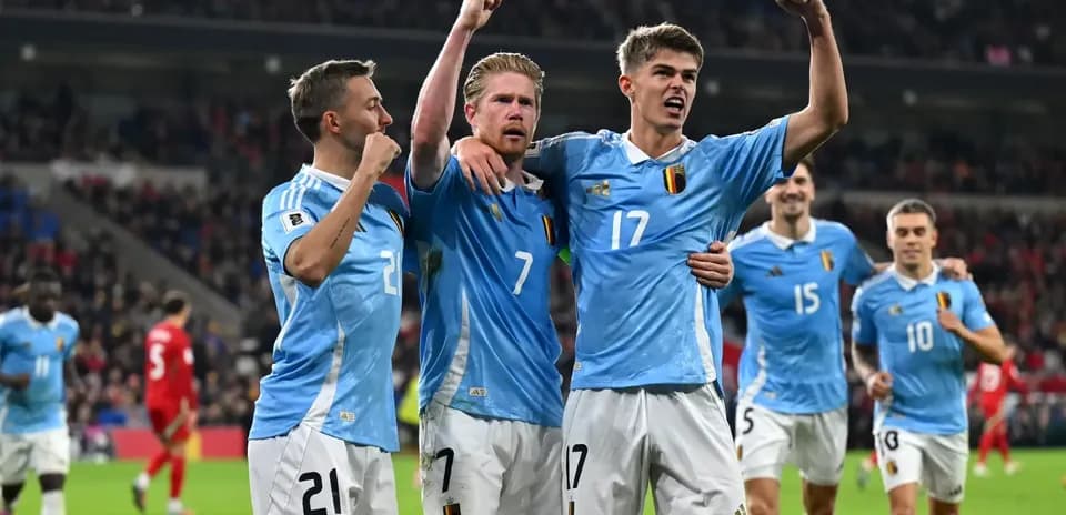 Belgium players celebrating during a football match