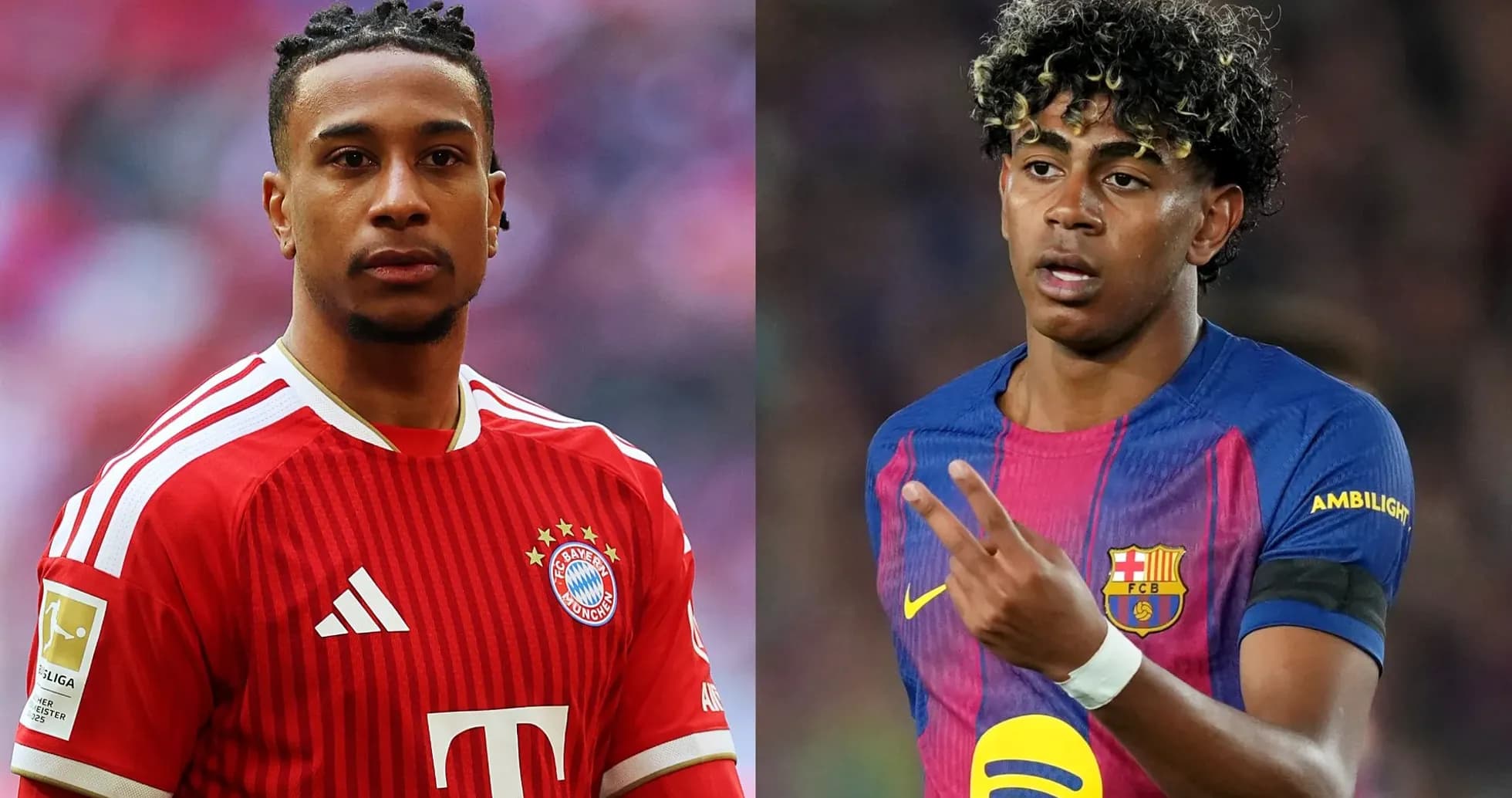 Players from Bayern Munich and Barcelona posing