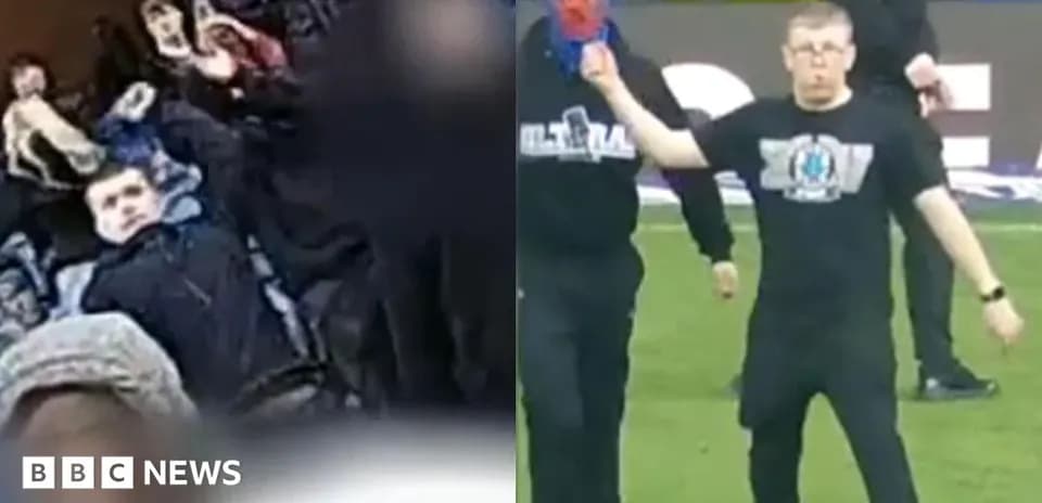 Crowd reaction and individual on field during event