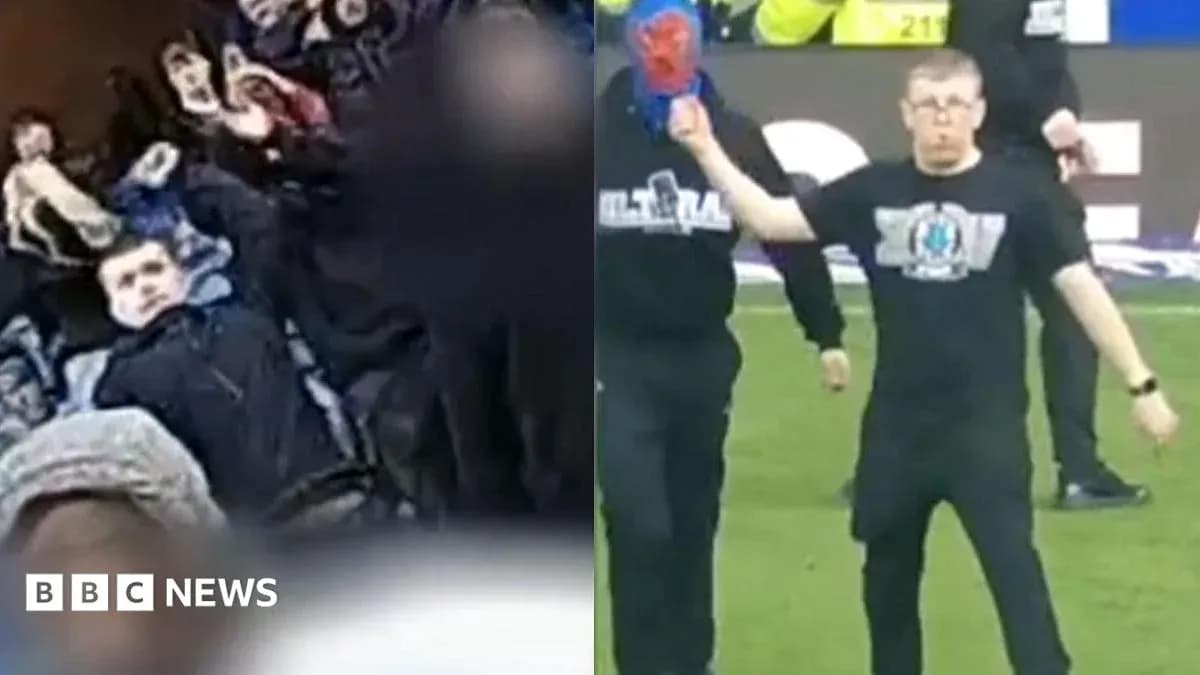 Crowd reaction and individual on field during event