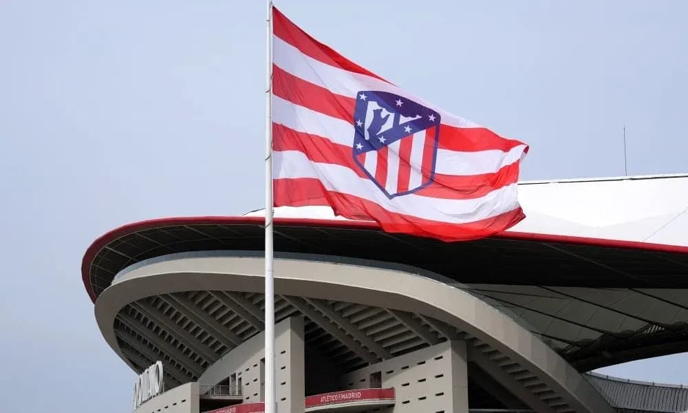 Atletico Madrid flag flying at stadium