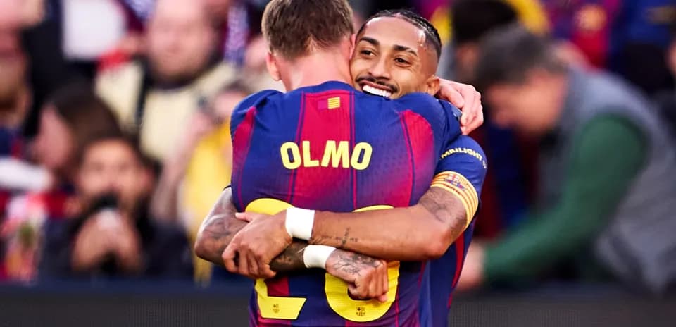 Players celebrating a goal during La Liga match