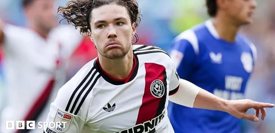 Sheffield United player celebrating a goal during match
