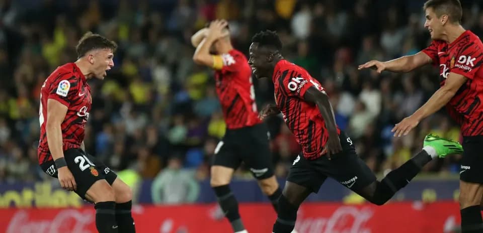 Mallorca players celebrating a goal during La Liga match