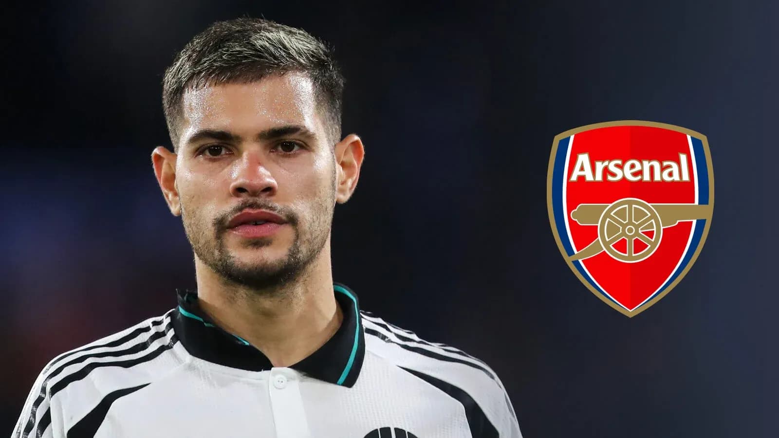 Player in Arsenal jersey with club logo background