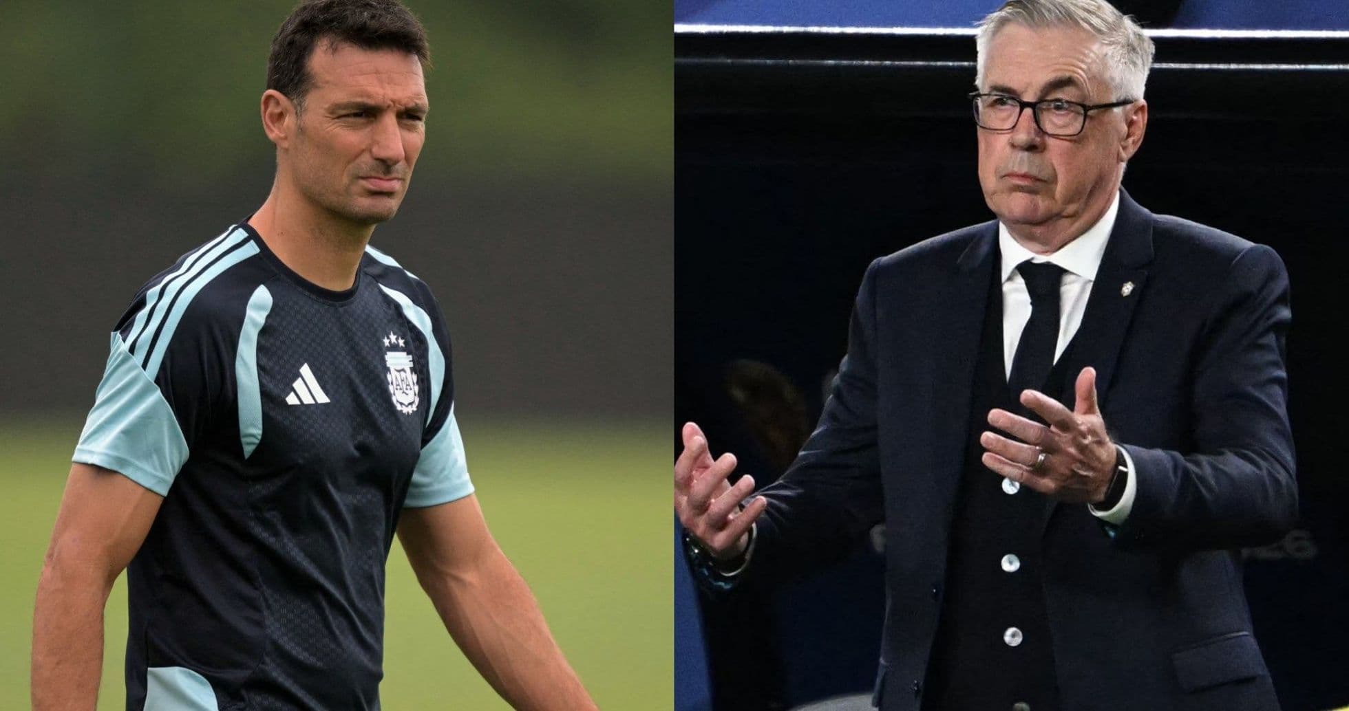 Two football managers on separate backgrounds