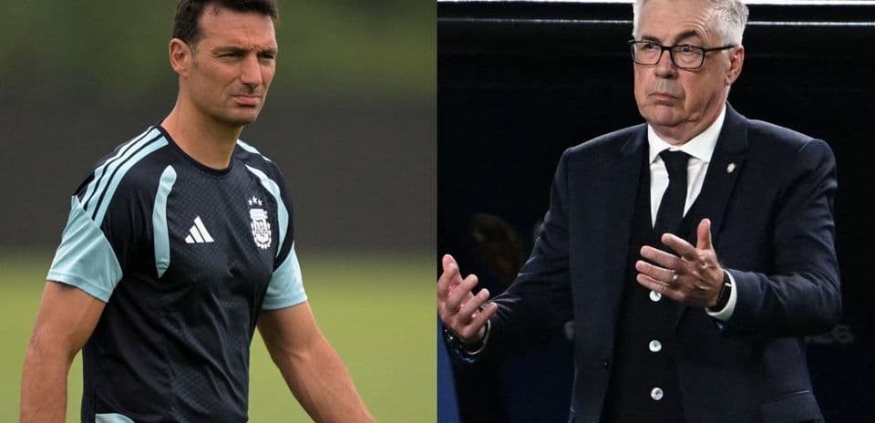 Two football managers on separate backgrounds