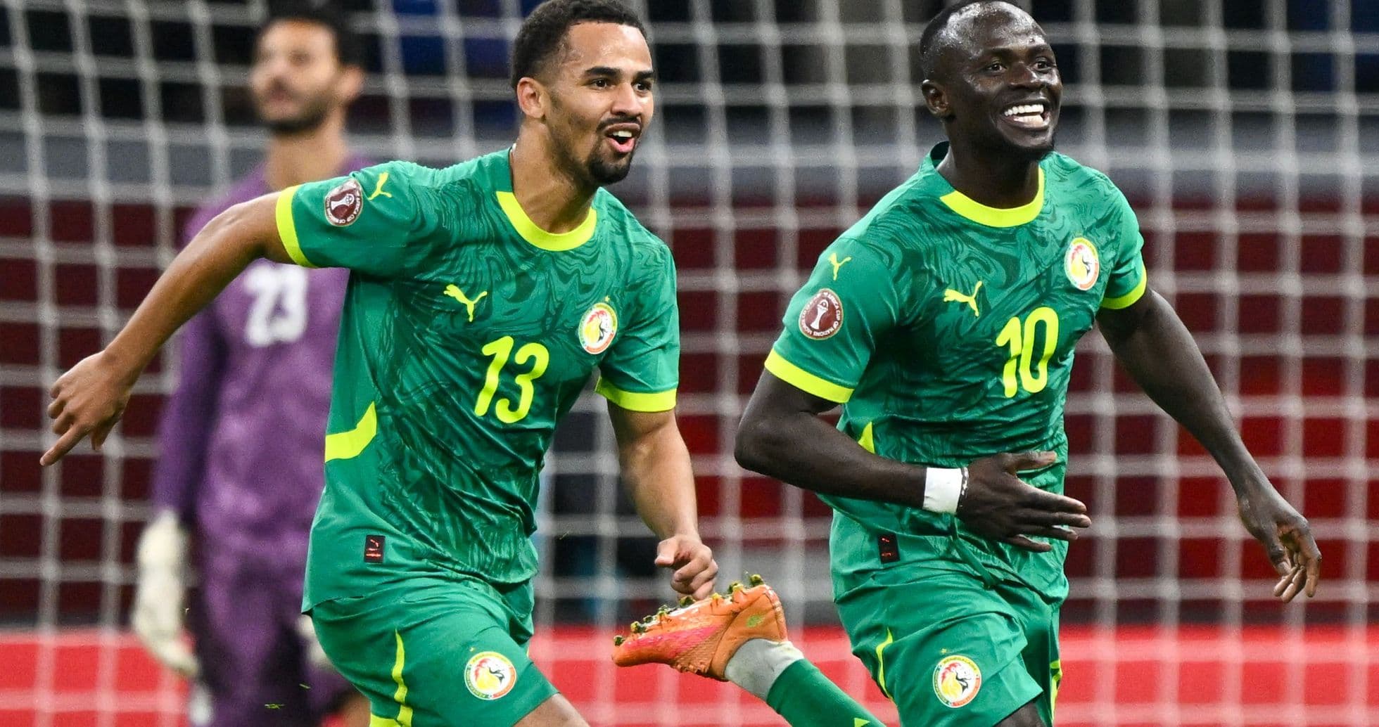 Senegal players celebrating a goal during match