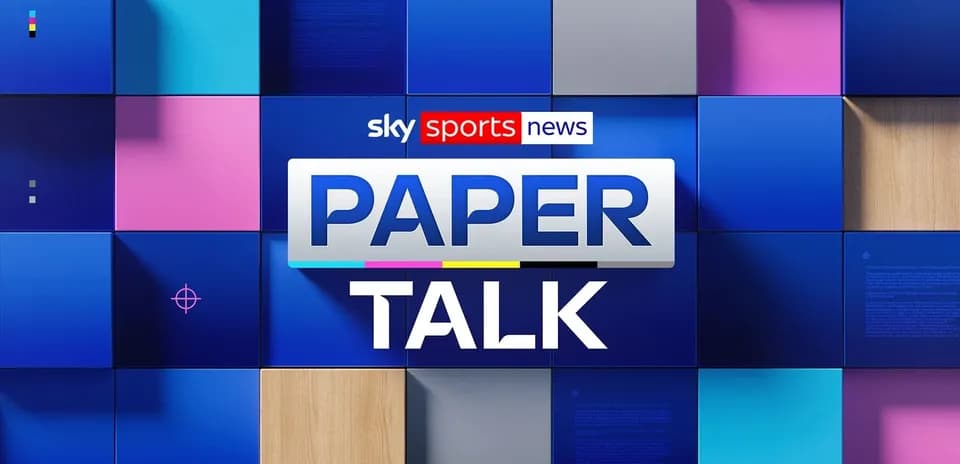 Sky Sports News Paper Talk graphic with colorful squares