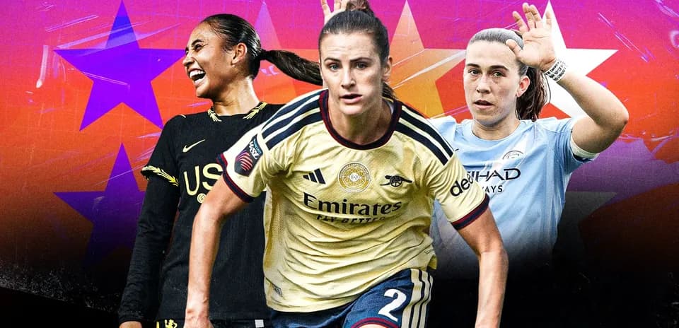 Three female soccer players from different teams