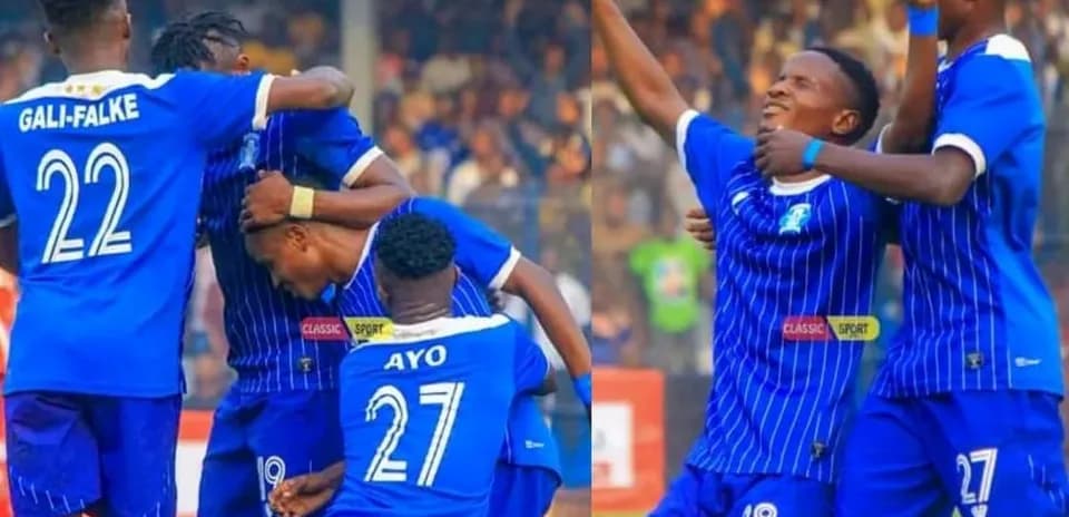 Players celebrating a goal during NPFL match