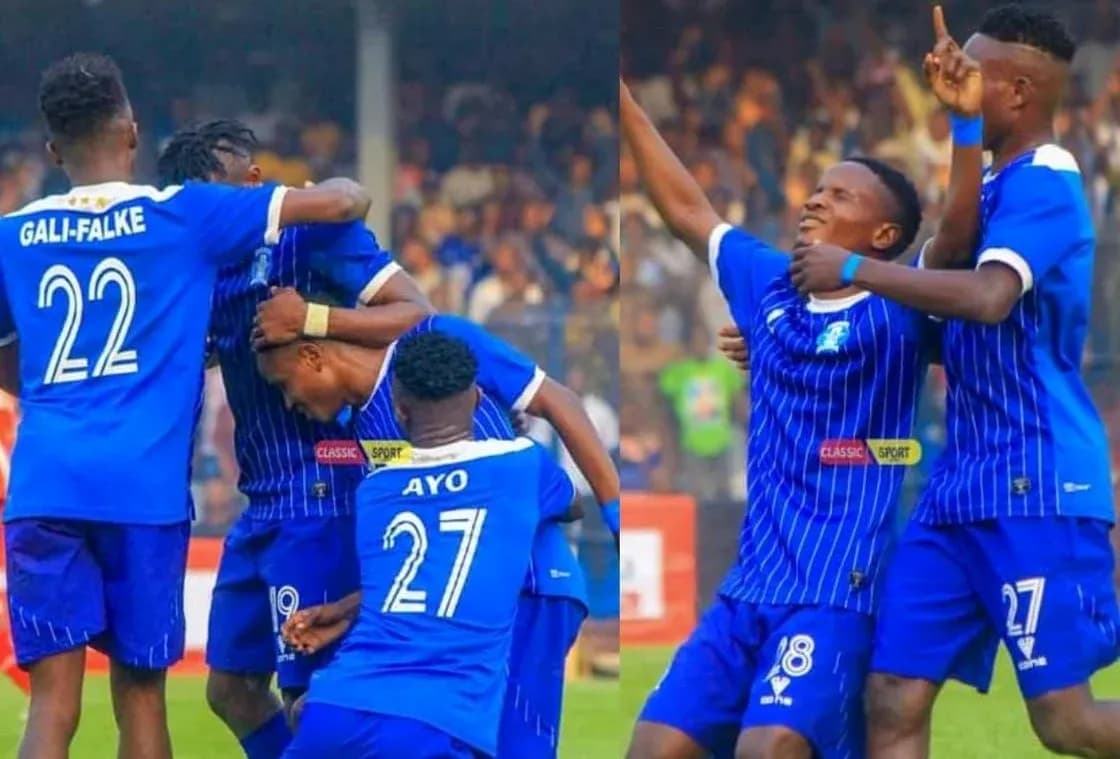 Players celebrating a goal during NPFL match