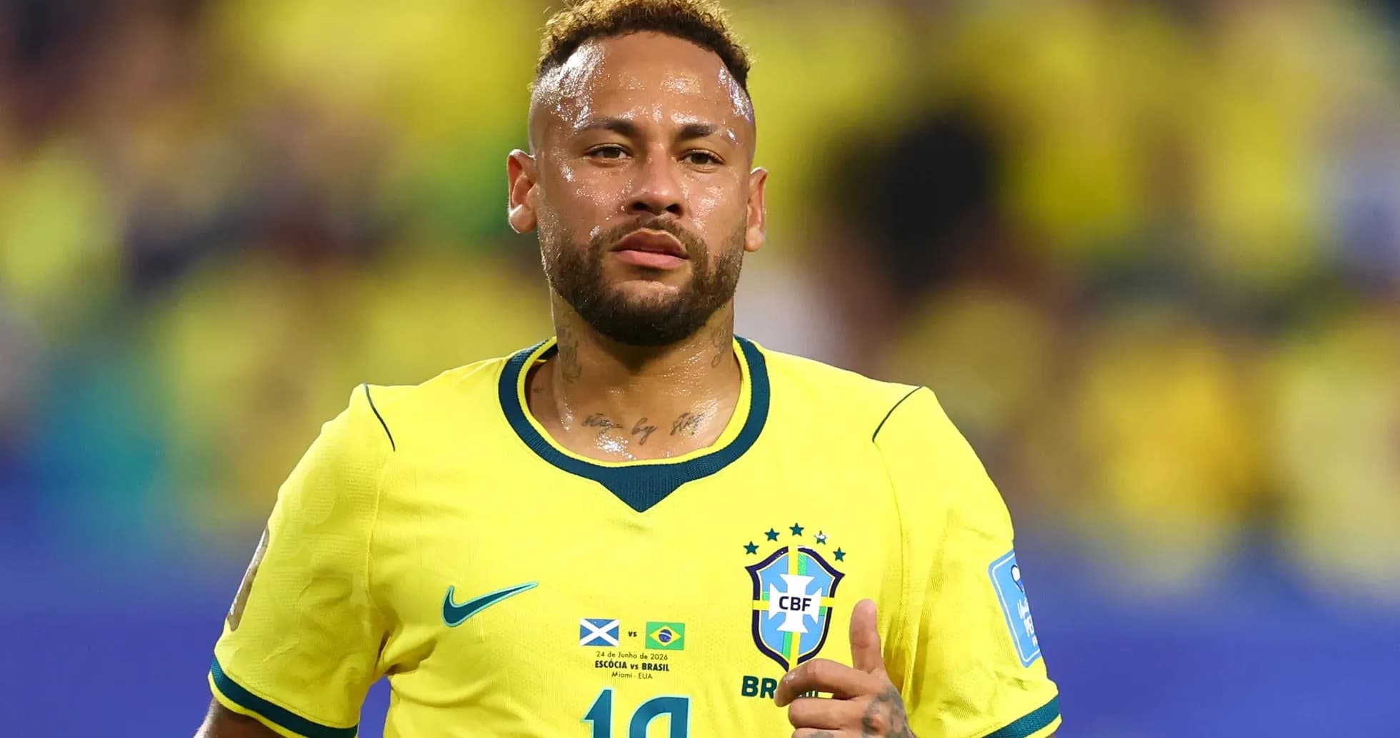 Neymar in Brazil national team jersey during match