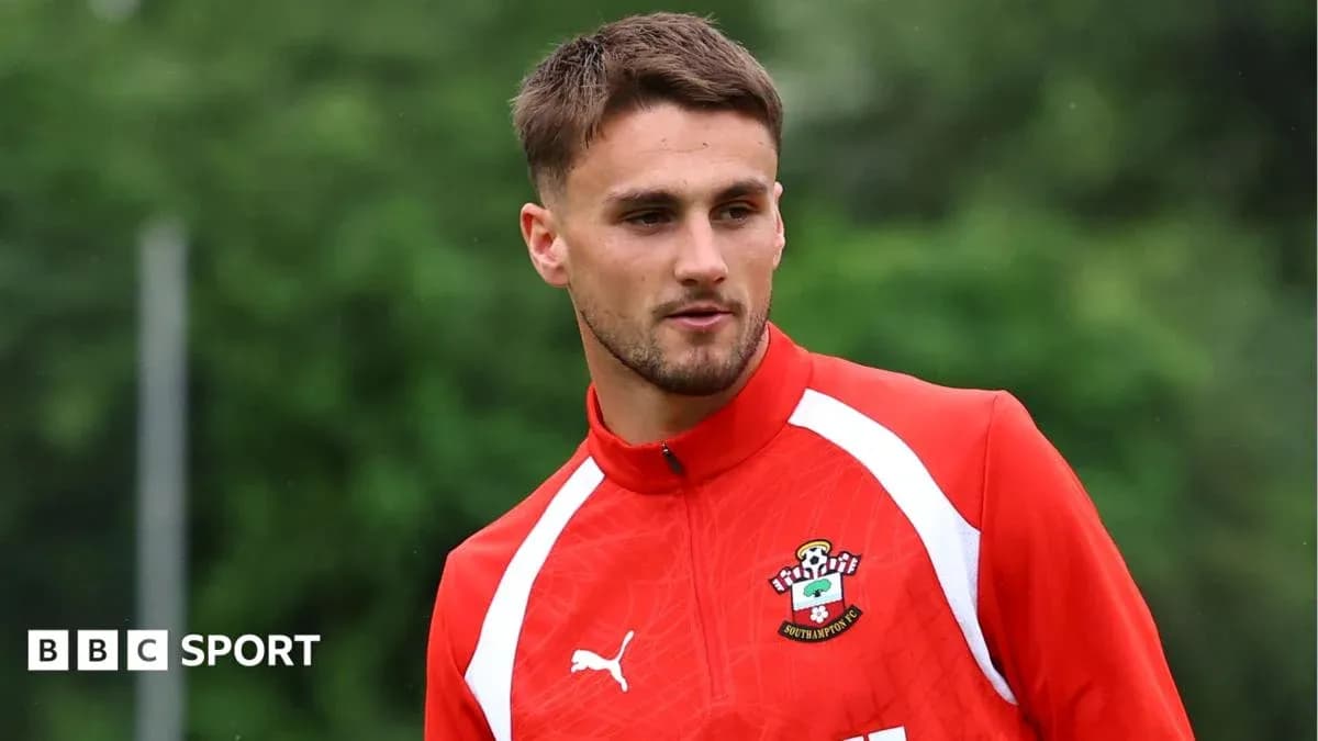 Player in Southampton FC training kit outdoors