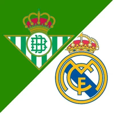 Logos of Real Betis and Real Madrid football clubs