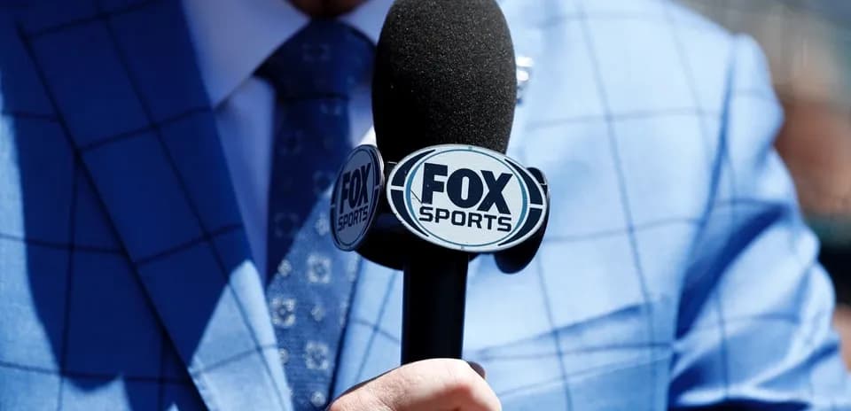 Close-up of microphone with FOX Sports logo