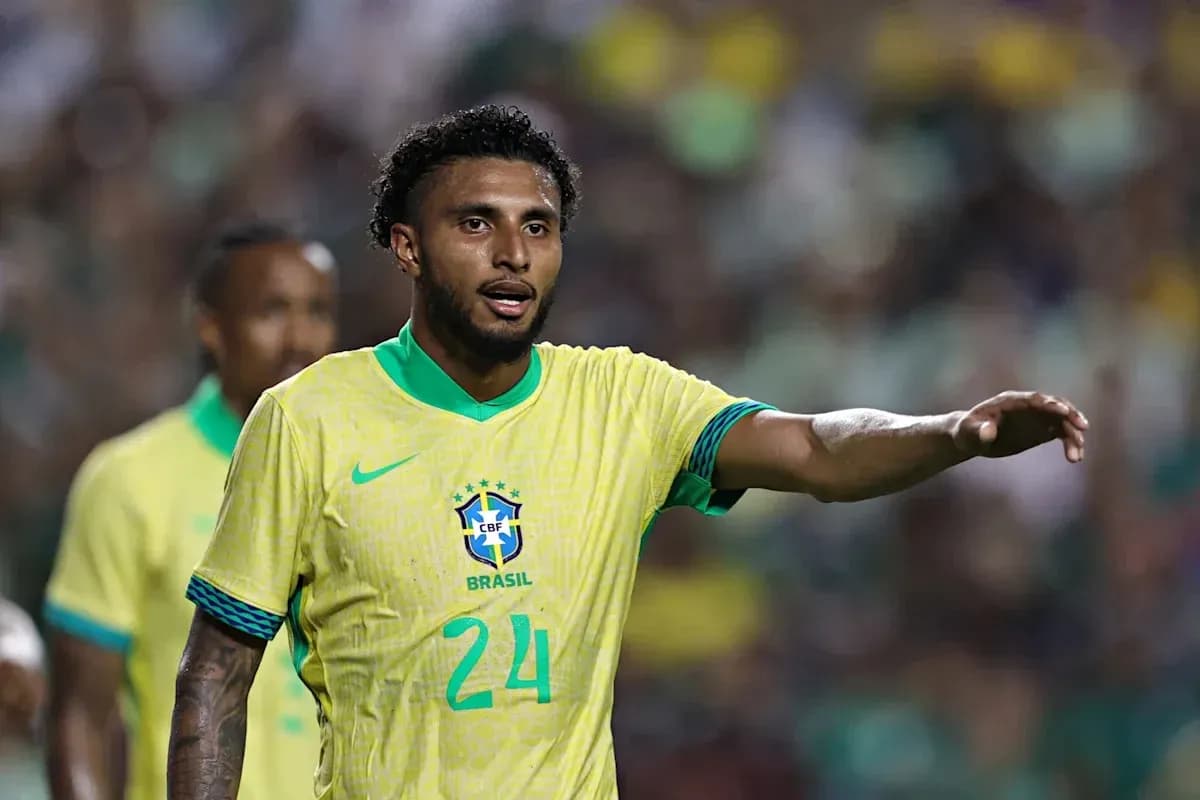 Brazilian player gesturing during a soccer match