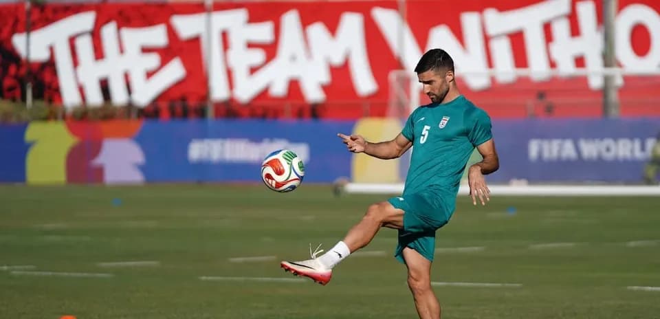 Iran player practicing before World Cup match