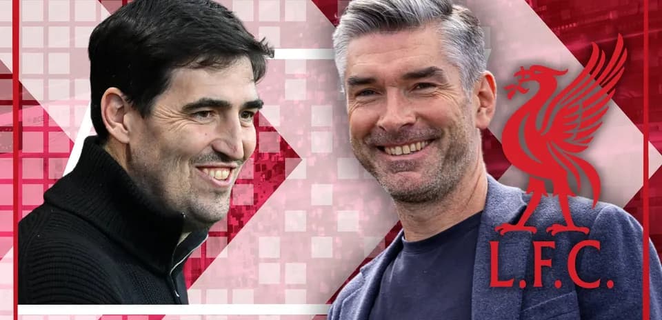 Two football coaches smiling against a red background