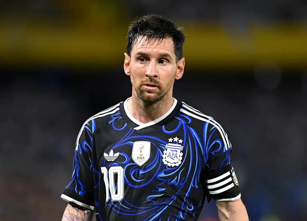 Lionel Messi wearing Argentina jersey during match